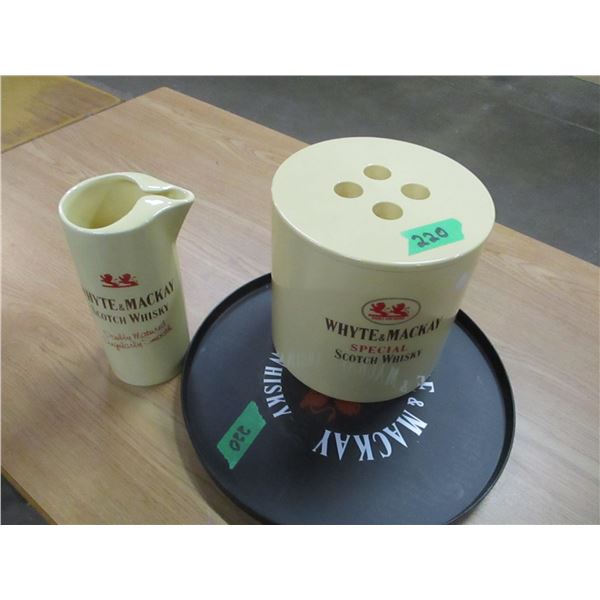 COLLECTABLE:  WYATE & MCKAY SCOTCH WHISKEY ICE BUCKET - PITCHER C/W TRAY