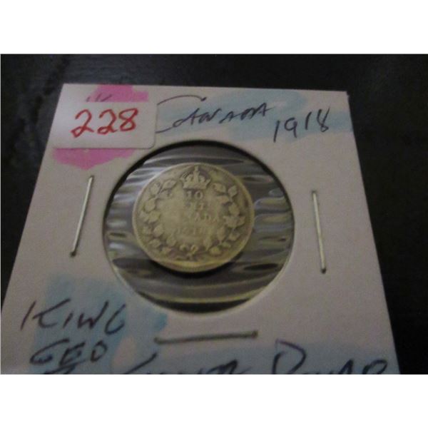 1918 CANADA KING GEORGE V SILVER DIME