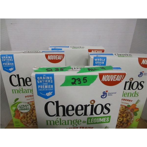 SHELF PULLS (AS IS):  CHEERIOS VEGGIE BLEND WITH APPLE & STRAWBERRY CEREAL (300G) - 4 BOXES