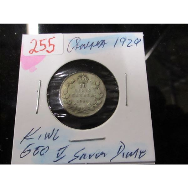 1929 CANADA KING GEORGE V SILVER DIME