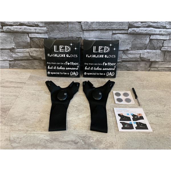 Lot of 2 Sets LED Flashlight Gloves For Men