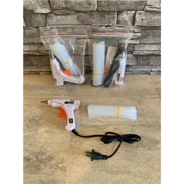 Lot of 3 Mini Glue Guns With Glue Sticks