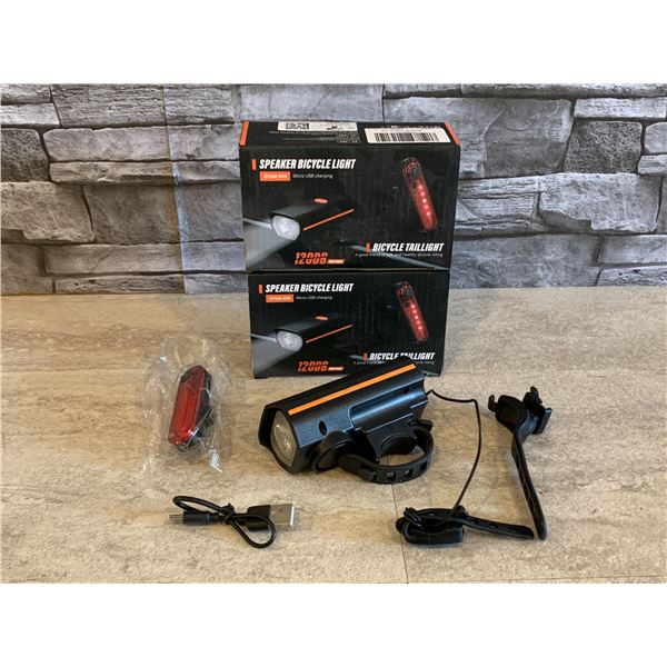 Lot of 2 120DB Speaker Bicycle Lights With Bluetooth