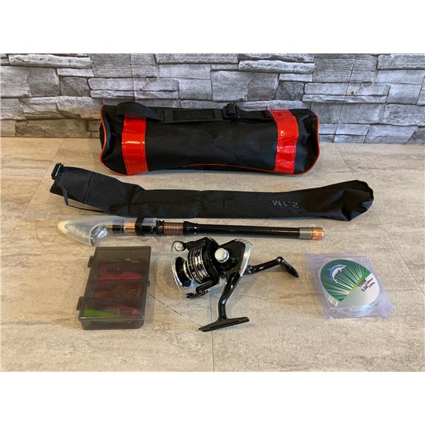 Portable Expanding Fishing Rod Kit - With Lures - Reel - Line & Bag