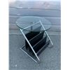 Image 1 : Chrome & Tempered Glass Round Coffee Table With Magazine Holders