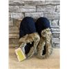 Image 1 : Womens Soft Memory Foam Anti Skid Sole Blue With Fur Collar Large Size (/10