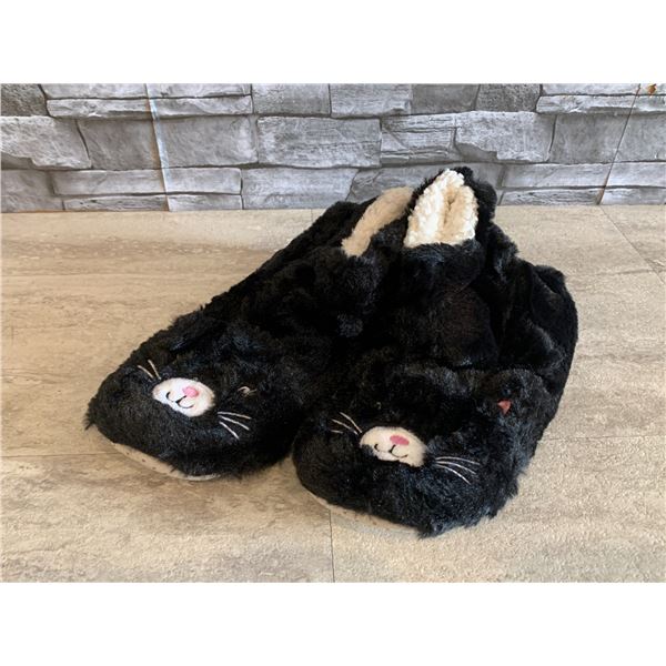 Black Cat Slippers Boot Style Size Med