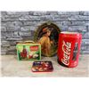 Image 1 : Lot of 4 Pcs Coca Cola Items - Ceramic Cookie Jar/ 2 Tins/ Tray