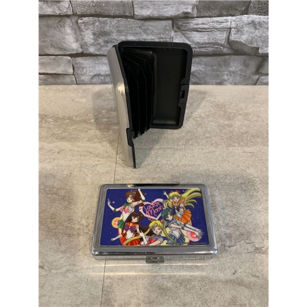 Lot of 2 Sailor Moon Metal Smoke Container and A Credit Card Holder