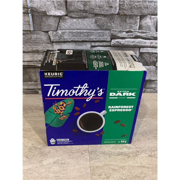 30 Pack - Timothy's Extra Dark Roast Rainforest Espresso Ground Coffee