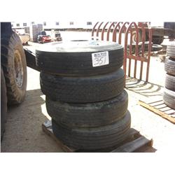 (1) LOT 4 22.5 TIRES & WHEELS