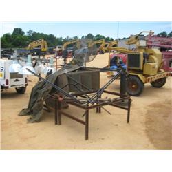 (1) LOT, WELDING BLIND, 2 METAL FRAMES, FLOOR DOLLY, METAL BIN, 4 SHELF