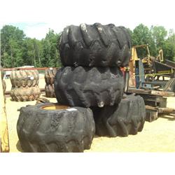 (4) 67-34X25 SKIDDER TIRES MTD ON JD RIMS