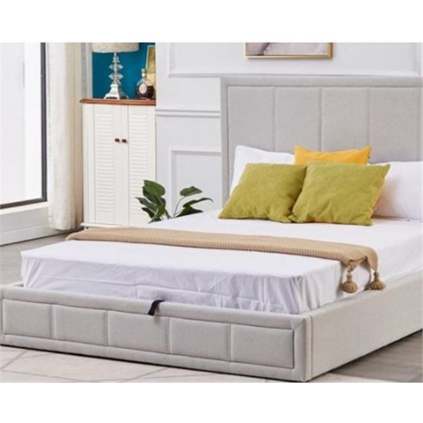 Brand New Fran Hydraulic Storage Bed King Size - L Grey