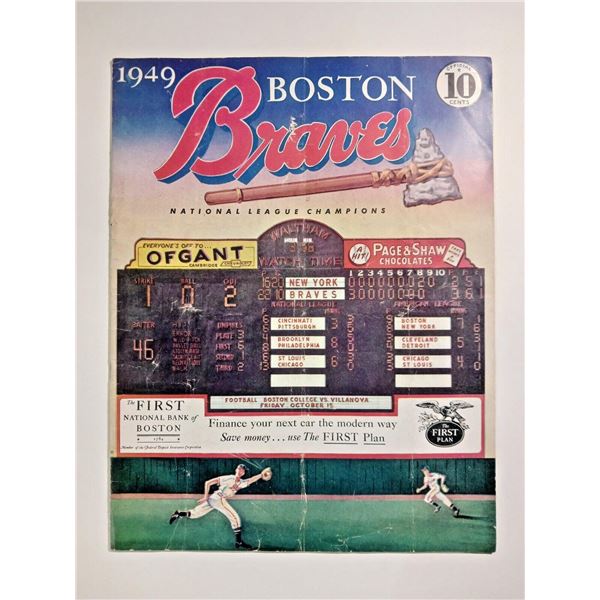 1949 Boston Braves v Brooklyn Dodgers Game Program