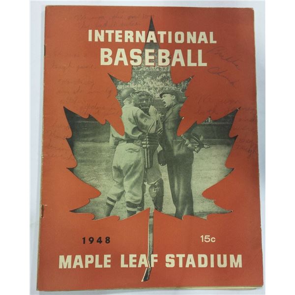 1948 Toronto vs Jersey Program Signed by Bubba
