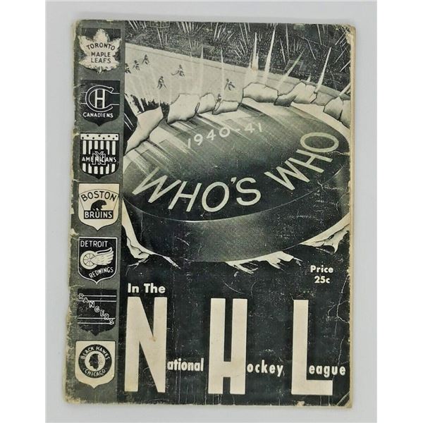 1940-1941 Beehive WHO'S WHO In The NHL Guide