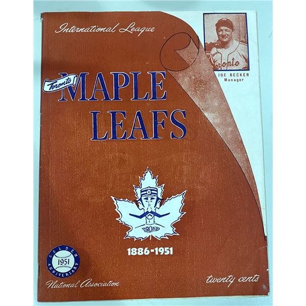 1886-1951 Toronto Maple Leafs League Program