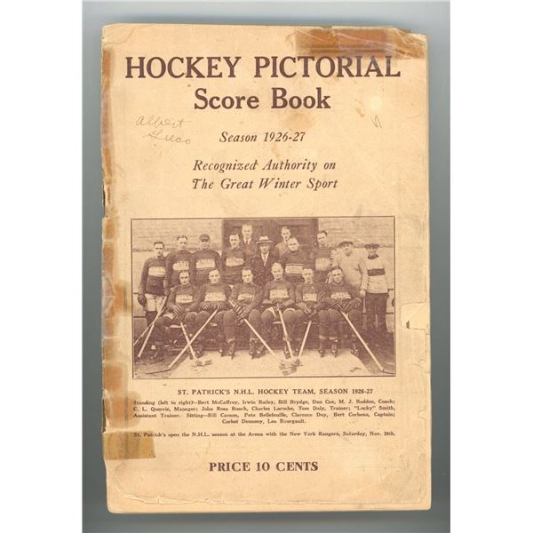 Hockey Pictorial Score Book Season 1926-27 Program