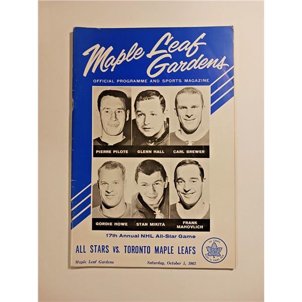 1963 NHL All Stars Vs Toronto Maple Leafs Program