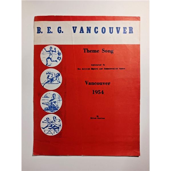 1954 British Empire Games Vancouver Song Sheet