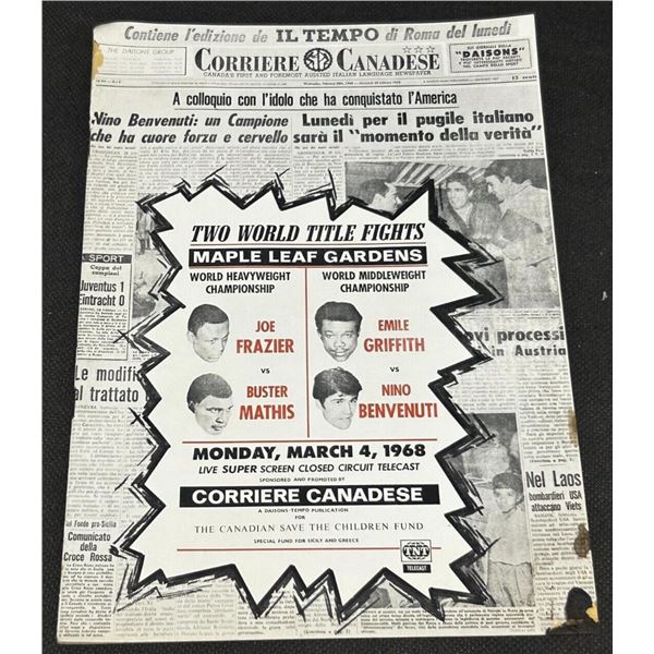 1968 Maple Leaf Gardens Boxing Program, G+