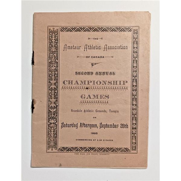 1885 AAA Canada Championship Games Program - RARE