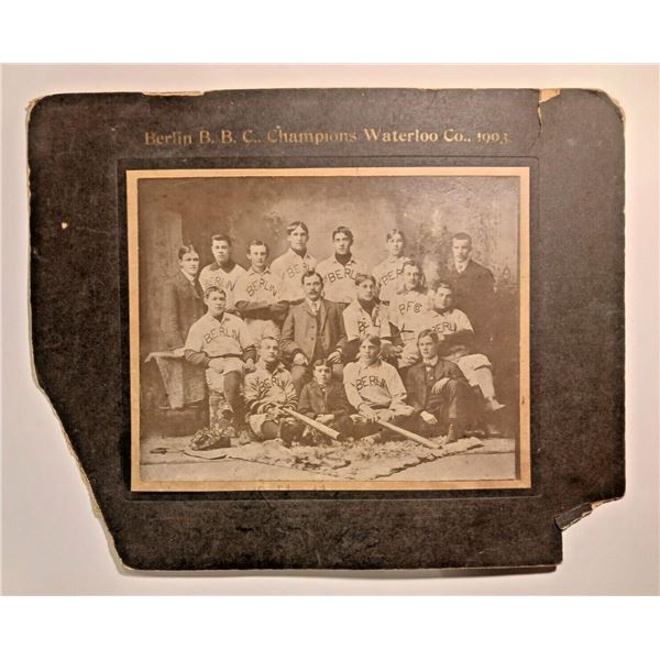 1903 Berlin Waterloo Team Baseball Cabinet Photo