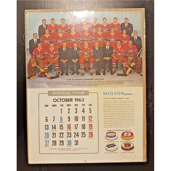 1963-64 Montreal Canadiens Hockey Forum Calendar