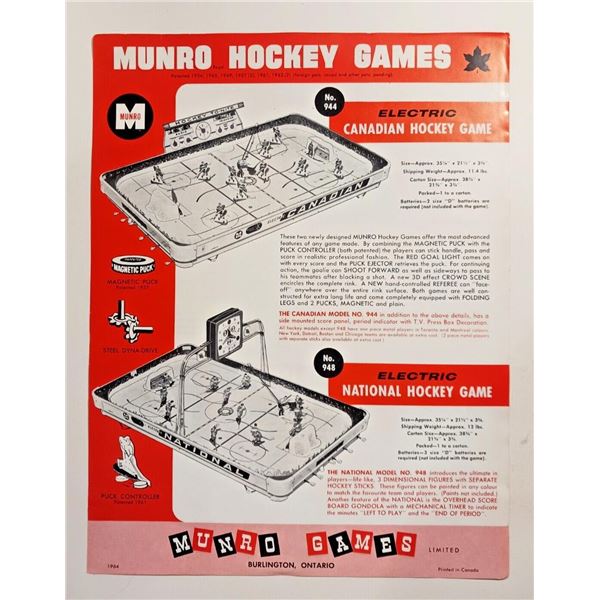 1964 Munro Hockey Game Advertisement Flyer