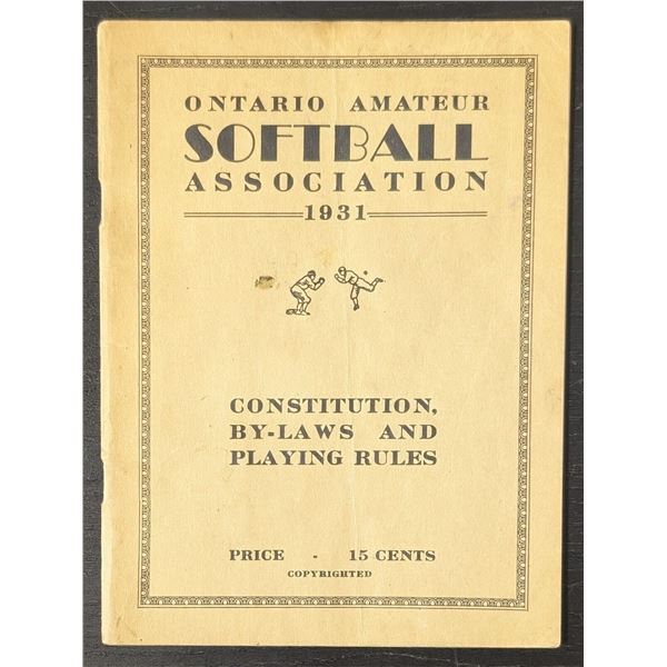 1931 Ontario Softball Association Rule Book