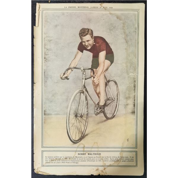 LA Press Montreal 1929 Bobby Walthour Cycling