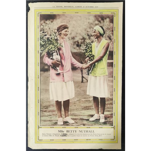 LA Press Montreal 1930 Mlle Betty Nuthall Tennis