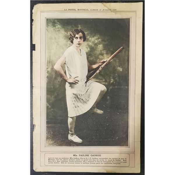 LA Press 1929 Mlle Pauline Gadbois Tennis Poster