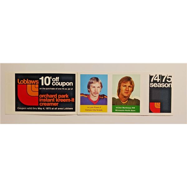 Loblaws NHL Action Players 1974-75 Sticker Stamps