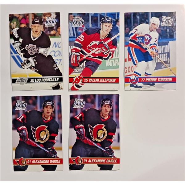 1993-94 Kraft Dinner Hockey Hand Cut Collectors x5