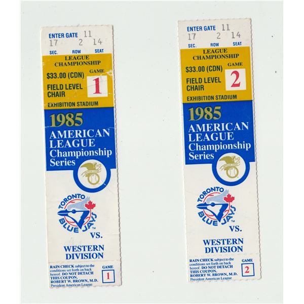 1985 Toronto Blue Jays ALCS Games 1 & 2 Tickets