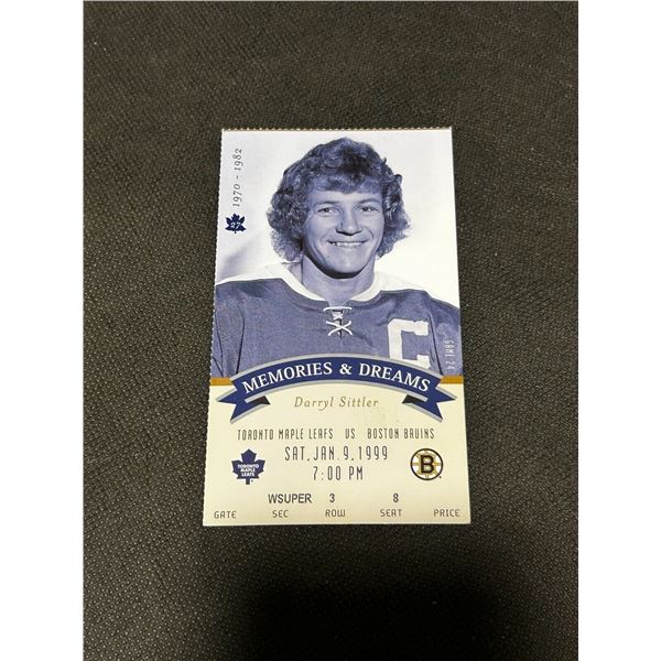 1999 Maple Leafs MLG Jan, 9 Darryl Sittler Ticket