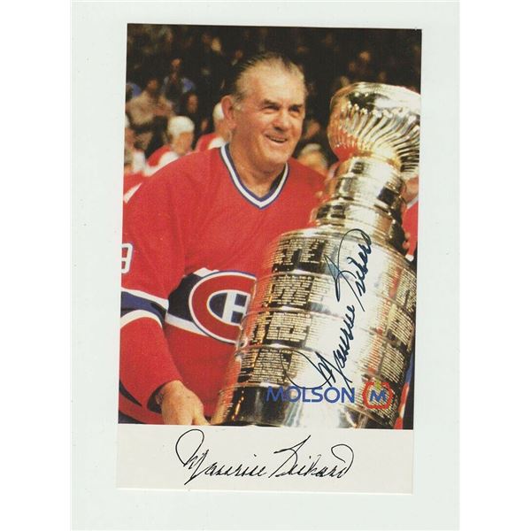Maurice Richard Signed Molson Postcard Photo