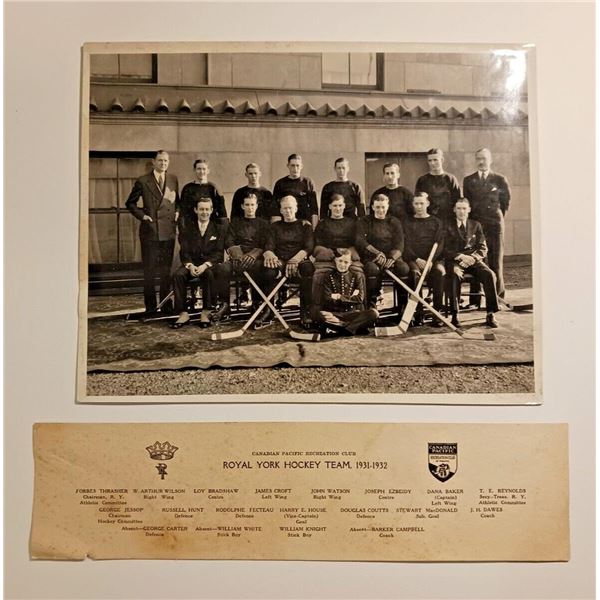 1931-32 Royal York CPR CAN Pacific Hockey Photo