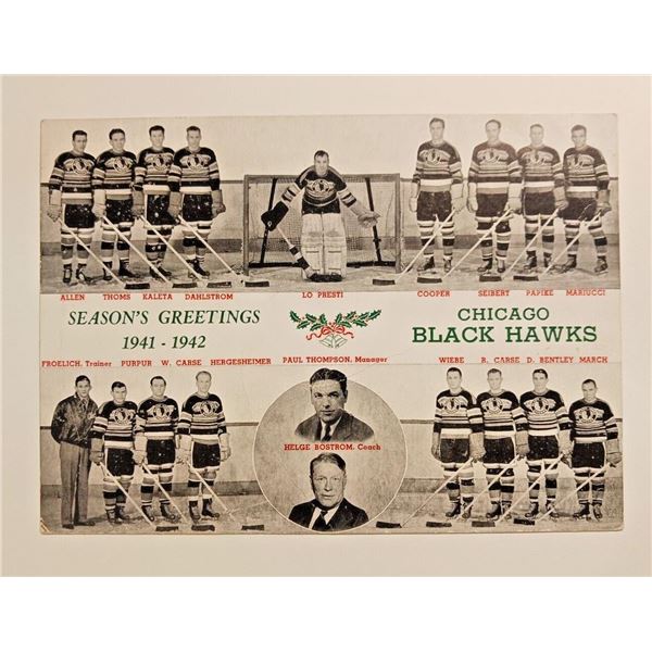 1941-42 Chicago Black Hawks ChristmasCard Original