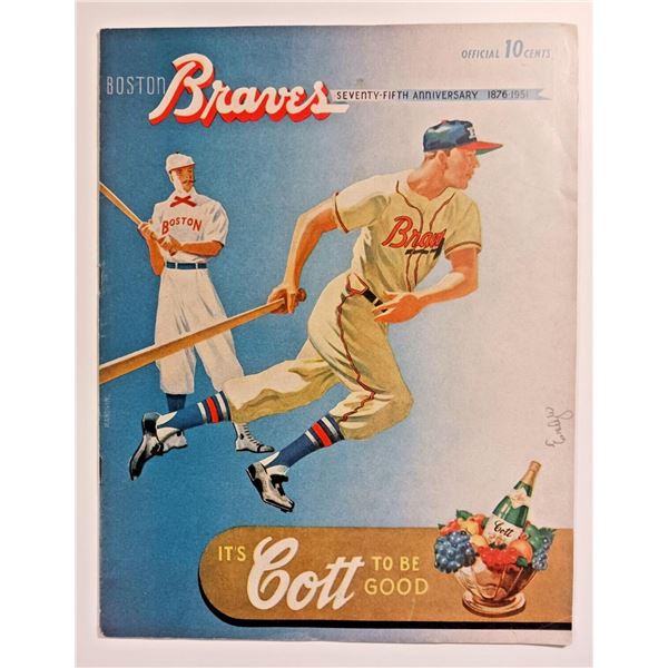 1951 Boston Braves Brooklyn Dodgers Score Card