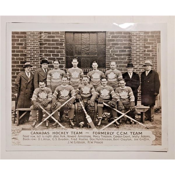 1929-30 Canada's Hockey Team Champion CCM Photo