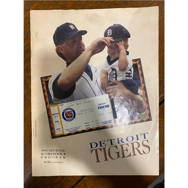 1991 Detroit Tiger Program & Ticket Aug 17 1991