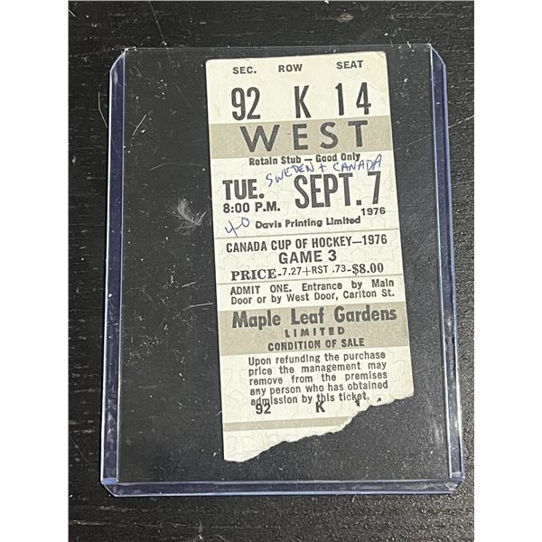 Sept 7 1976, CAN Cup - CAN v SWE - MLG Ticket Stub