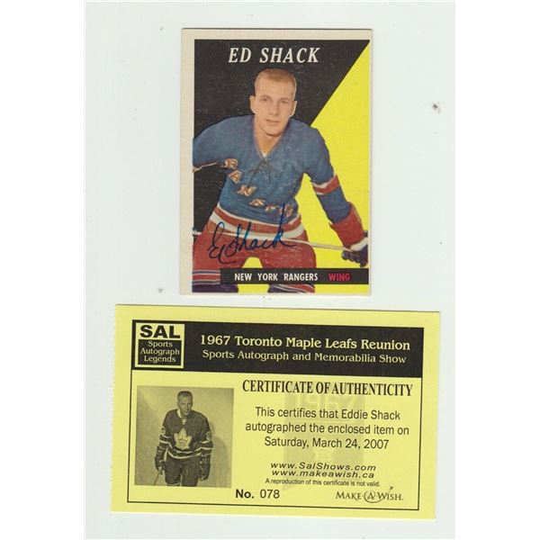 1958 Topps Ed Shack #30 Signed Hockey Card w/ COA