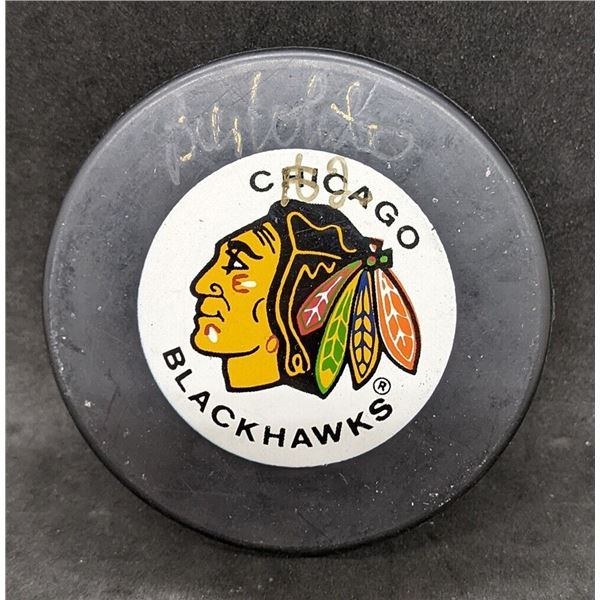 Chicago Blackhawks Hockey Puck Signed Bill White