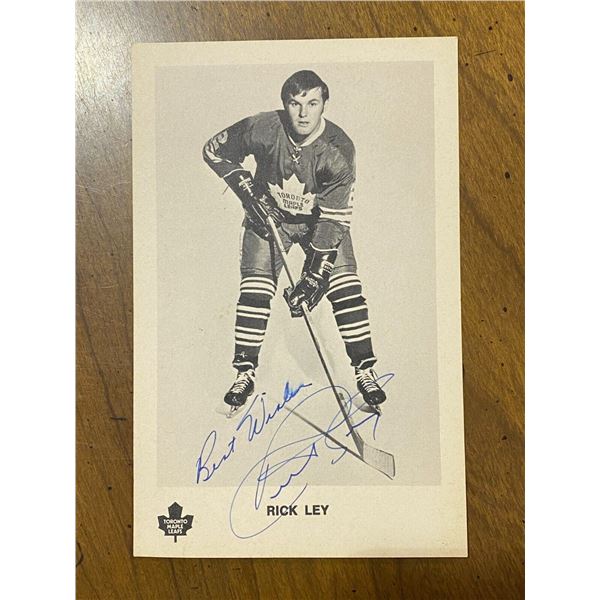 1960s Rick Ley Signed Maple Leafs Postcard