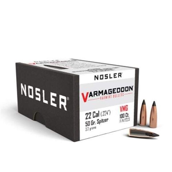 Nosler Varmageddon 22 Cal (.224") 50 Grain FB Tipped (100 Count) Sku 17223