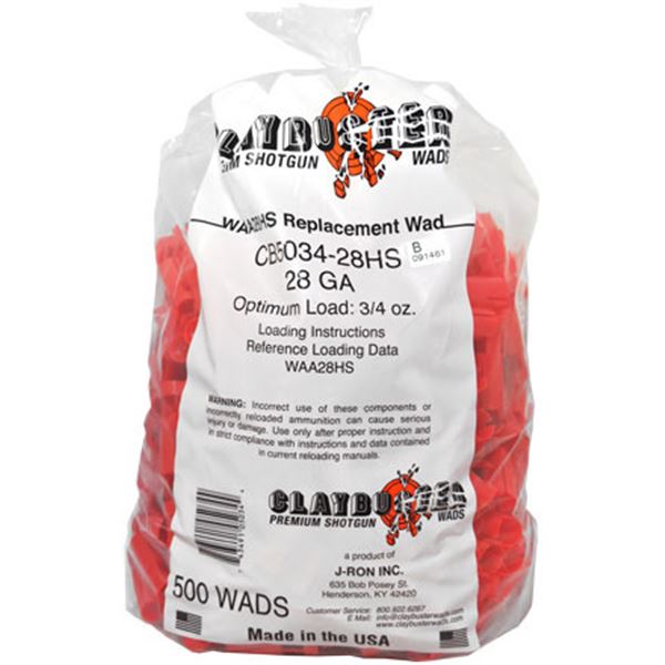 Claybuster WAA28HS Replacement Wads (500 Count) Sku CB5034X28HS